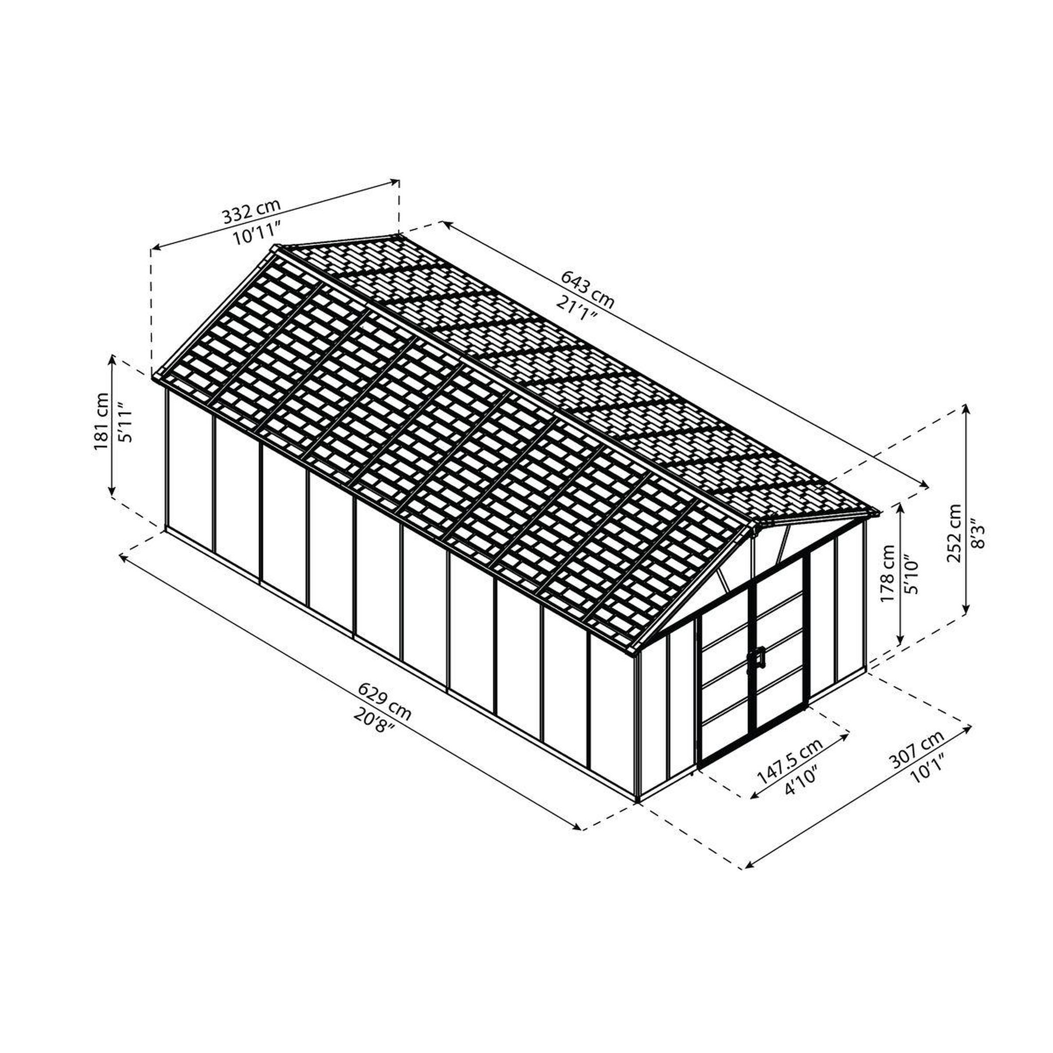 Voir la diapositive 3 : Canopia by PALRAM Abri de jardin métal - Avec plancher - 18,8m² - YUKON