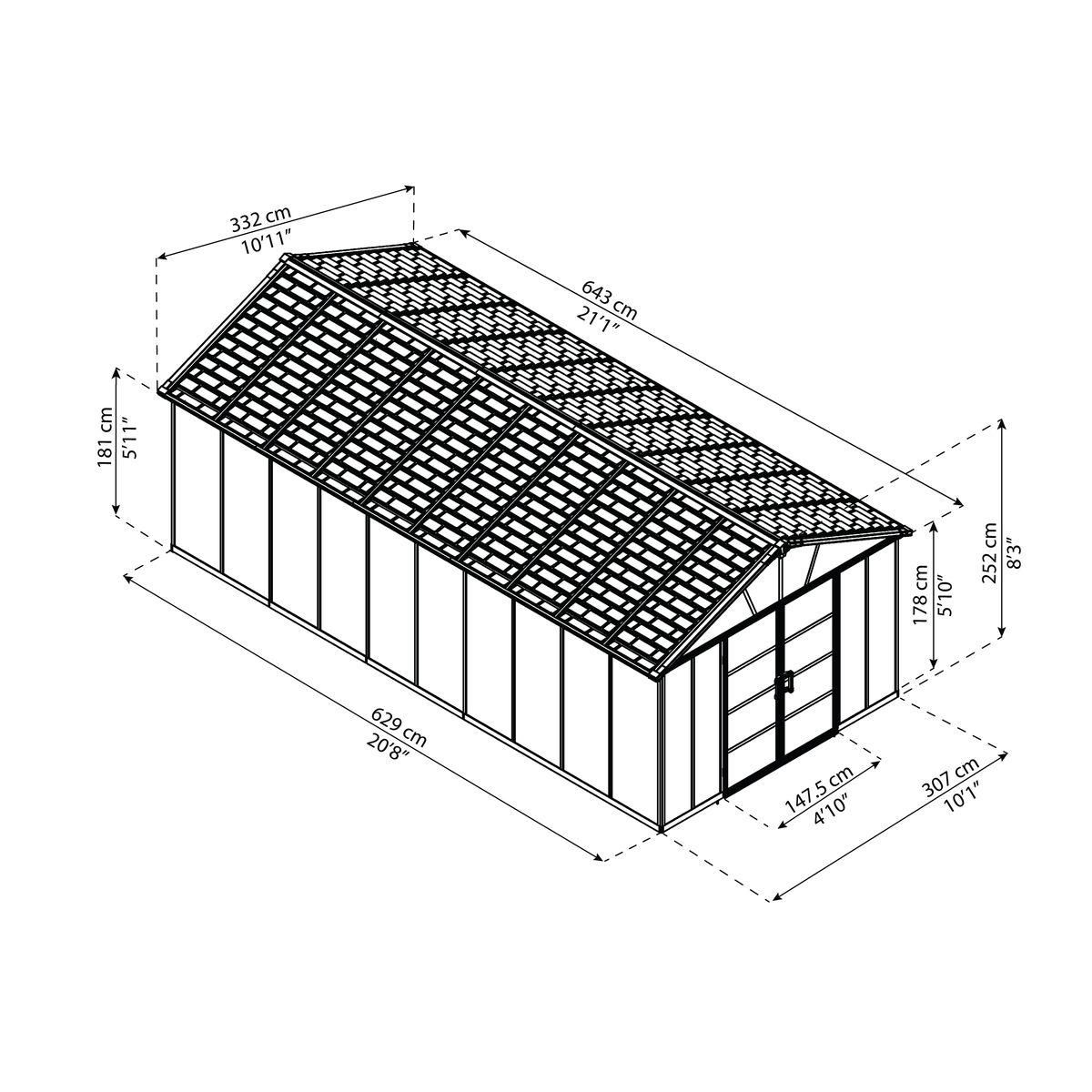 Canopia by PALRAM Abri de jardin métal - Avec plancher - 18,8m² - YUKON