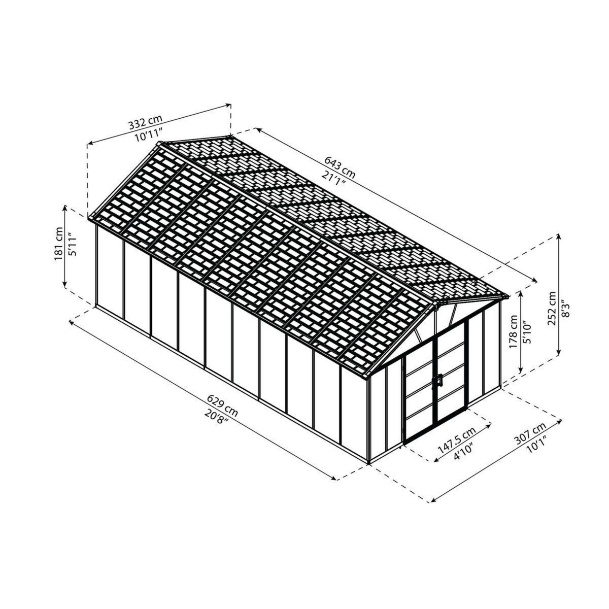 Canopia by PALRAM Abri de jardin métal - Avec plancher - 18,8m² - YUKON