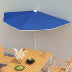 VIDAXL Demi-parasol de jardin avec mat 180x90 cm bleu azure