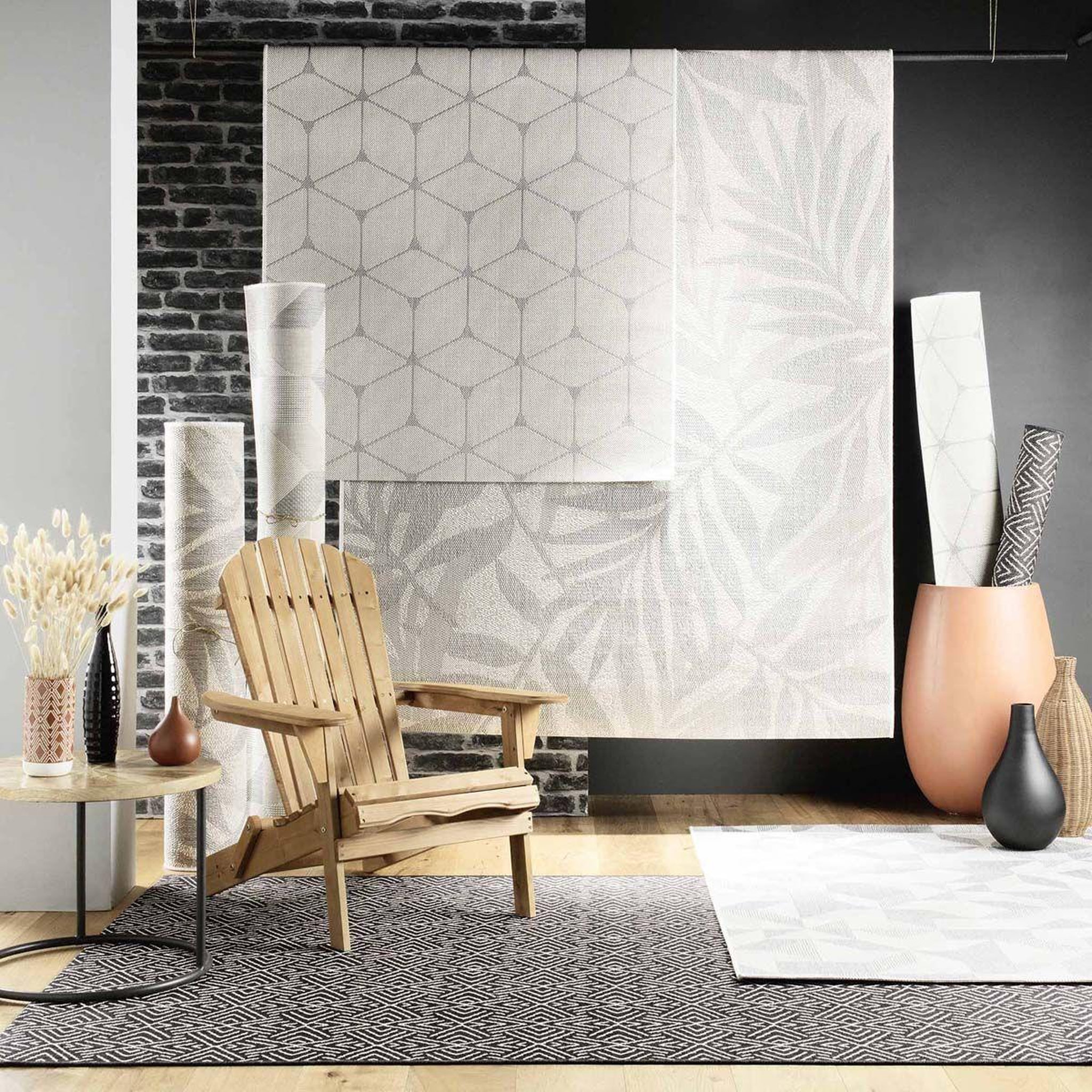 Voir la diapositive 4 : Douceur d'Intérieur Tapis tissé déco  aztek  120x170cm noir