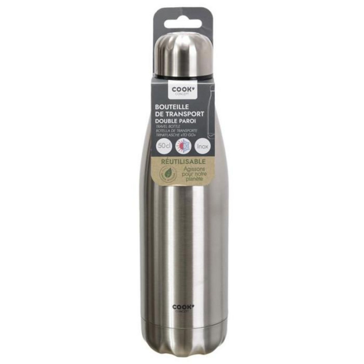 Paris Prix Bouteille de Transport Inox  Isotherme  50cl Argent