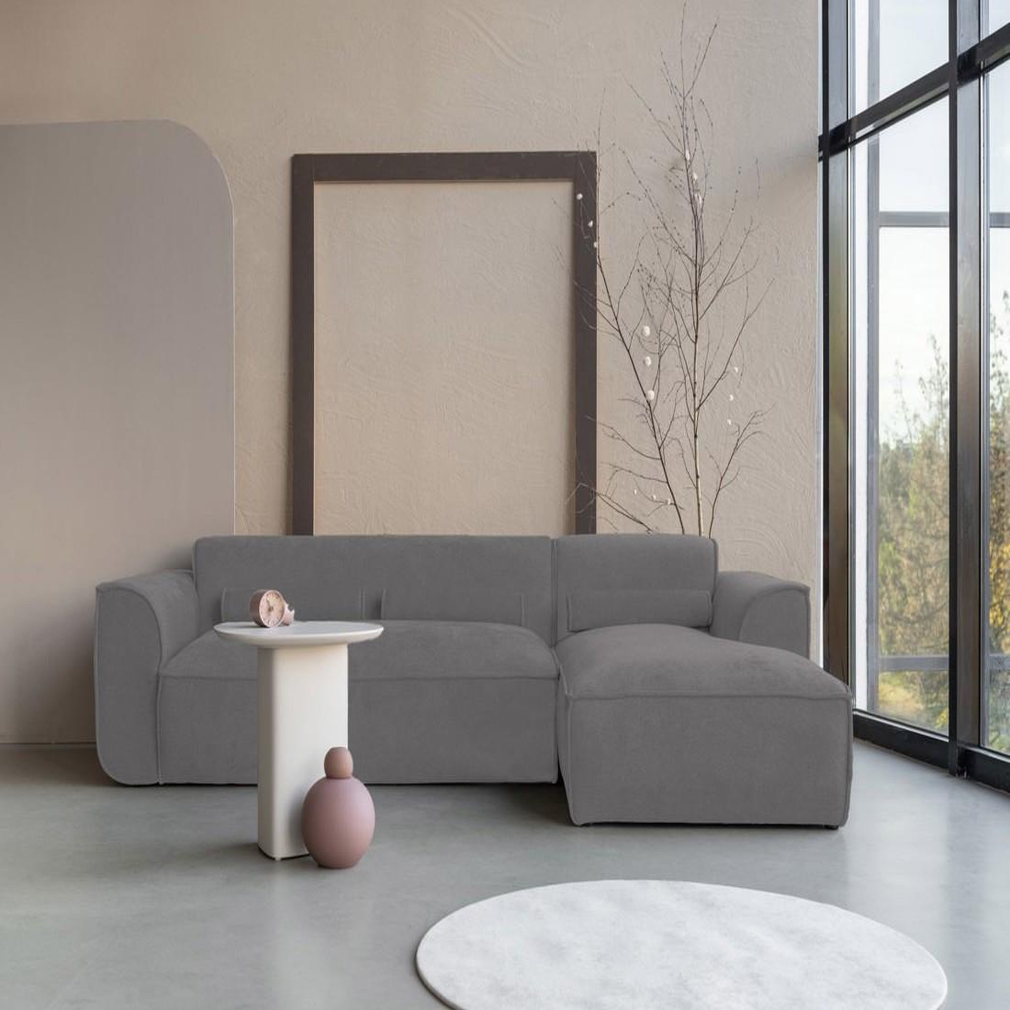 Voir la diapositive 3 : BEST MOBILIER Felix - canapé modulable d'angle droit 4 places en tissu texturé