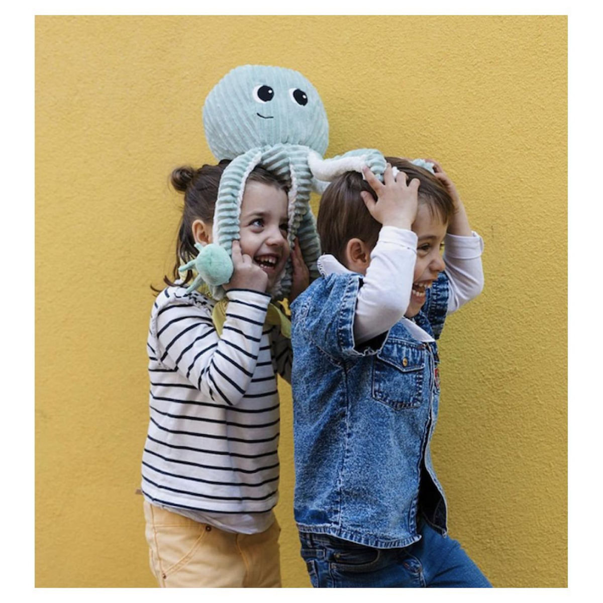 LES DEGLINGOS Peluche Ptipotos Pieuvre Maman Bebe Menthe - Peluche Douce et Câline