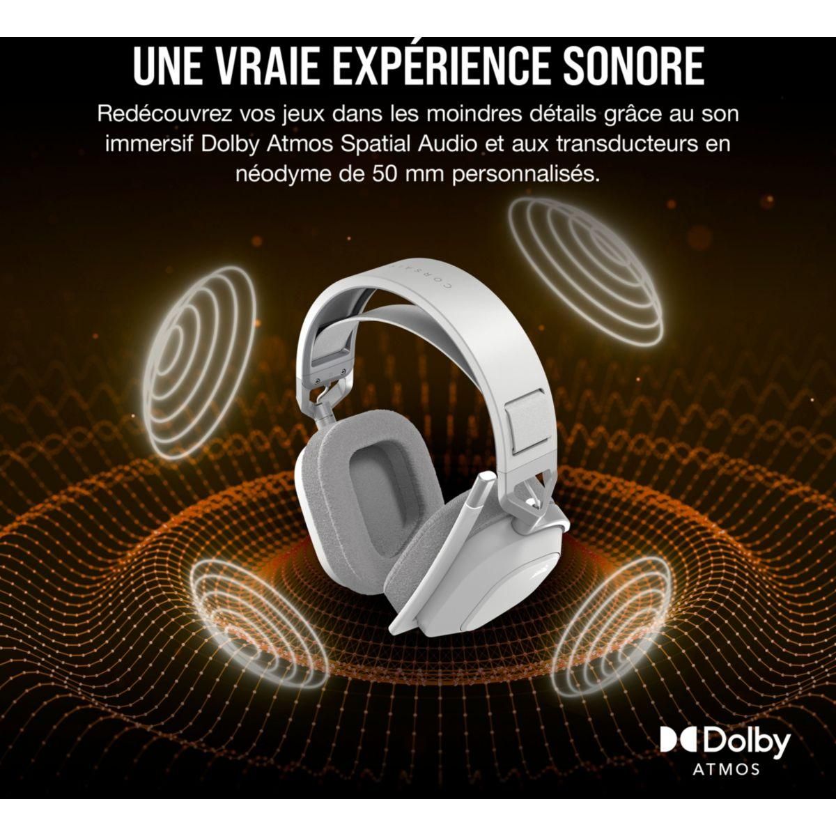 Corsair Casque gamer HS80 MAX Wireless blanc