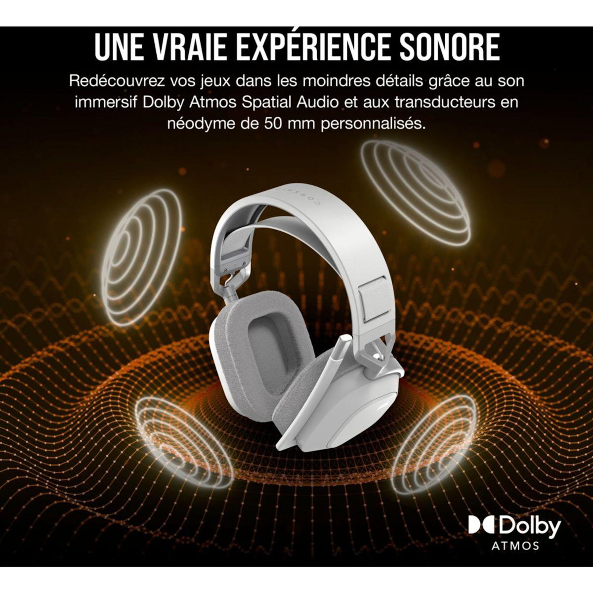 Corsair Casque gamer HS80 MAX Wireless blanc