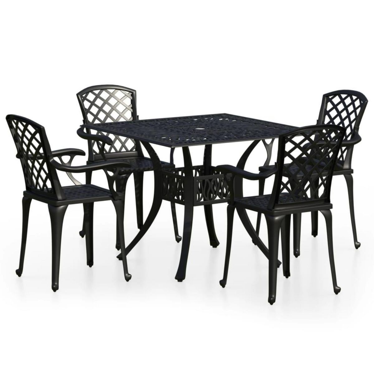 VIDAXL Ensemble de bistro 5 pcs Aluminium coule Noir