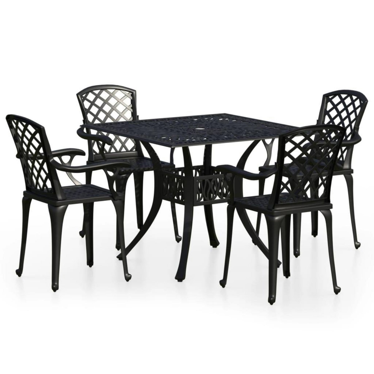 VIDAXL Ensemble de bistro 5 pcs Aluminium coule Noir