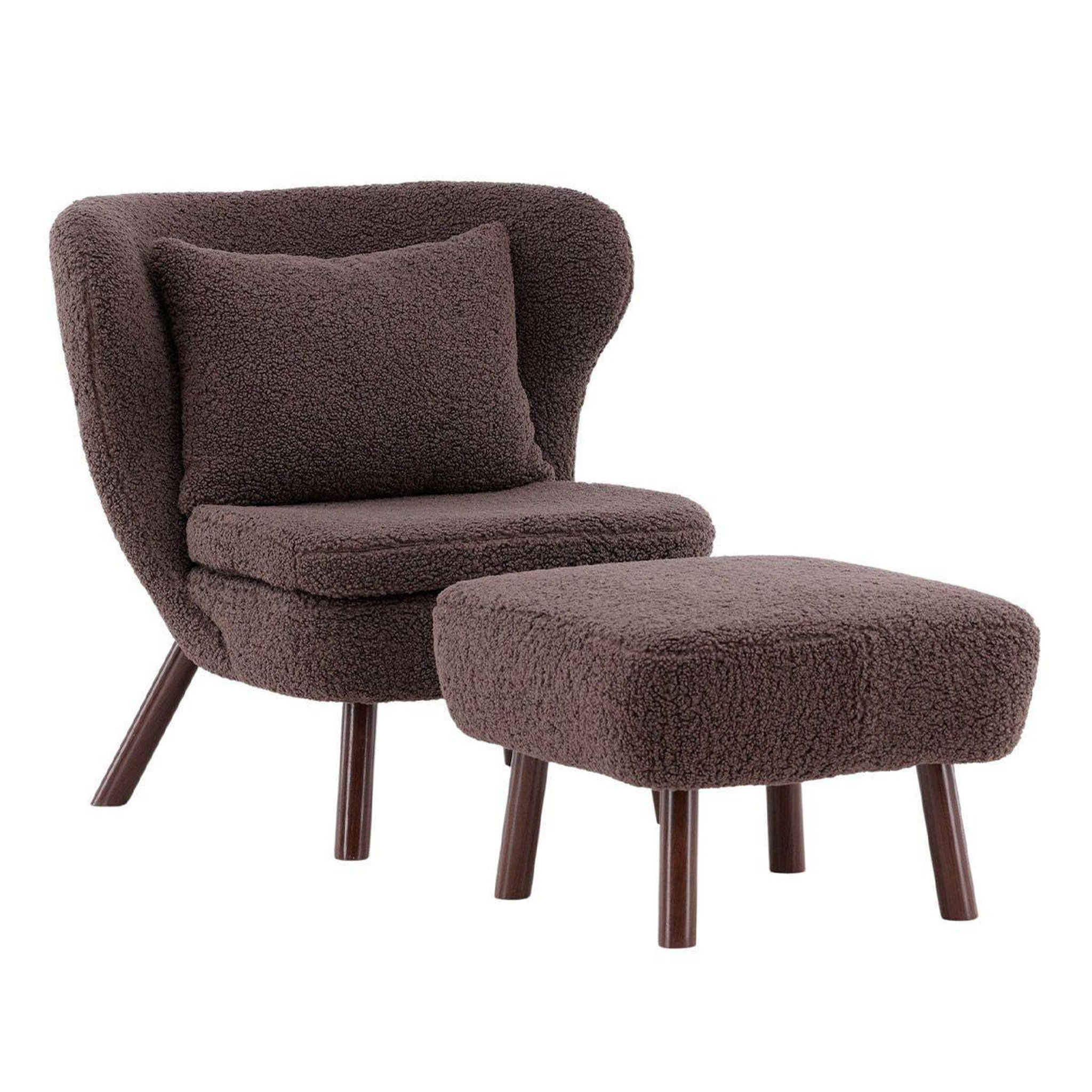 Paris Prix Fauteuil & pouf bouclette  ryxo  85cm marron