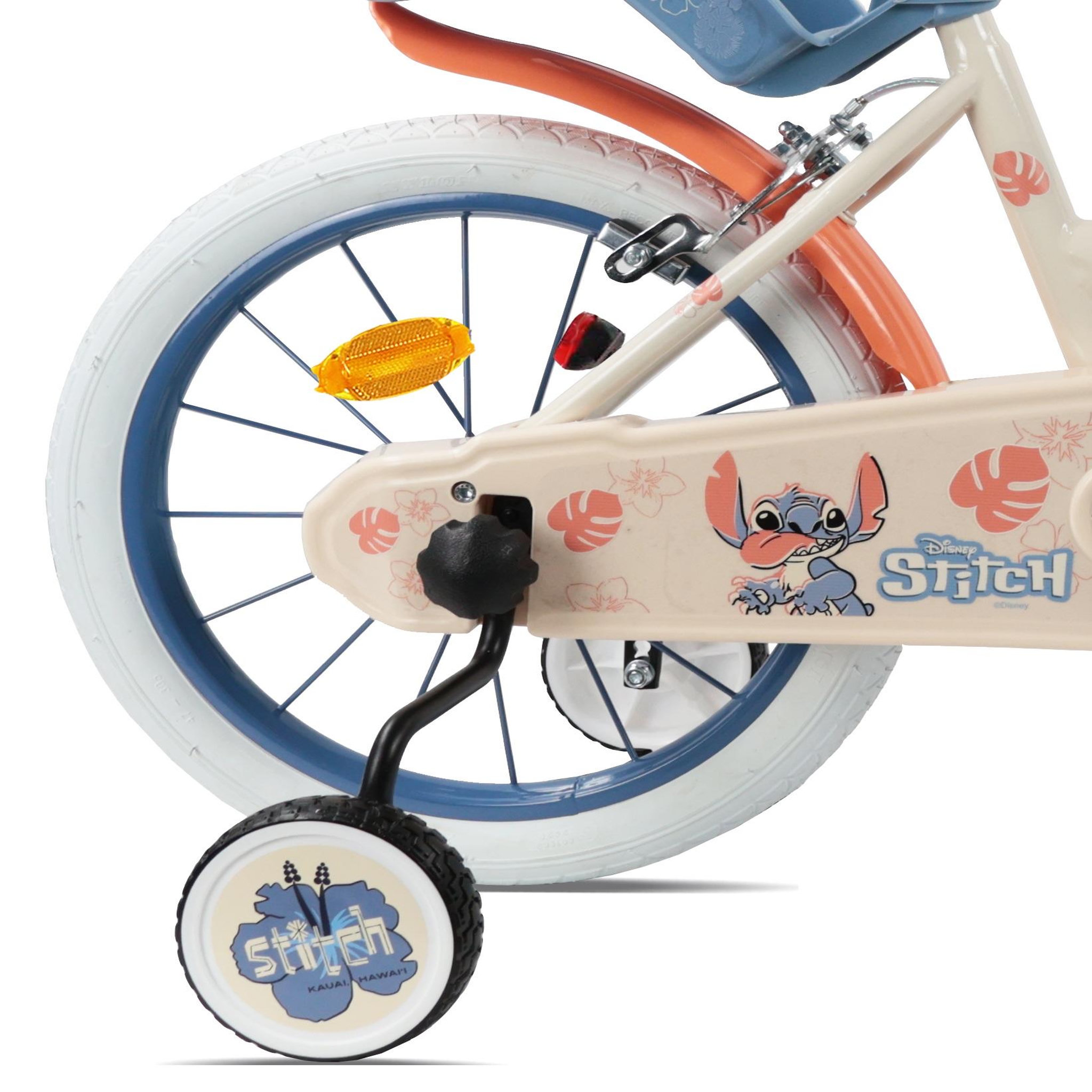 Voir la diapositive 5 : DISNEY Vélo enfant 16'' STITCH / DISNEY (Taille de l'enfant 100 cm à 125 cm) équipé de 2 freins, panier, porte poupée et stabilisateurs