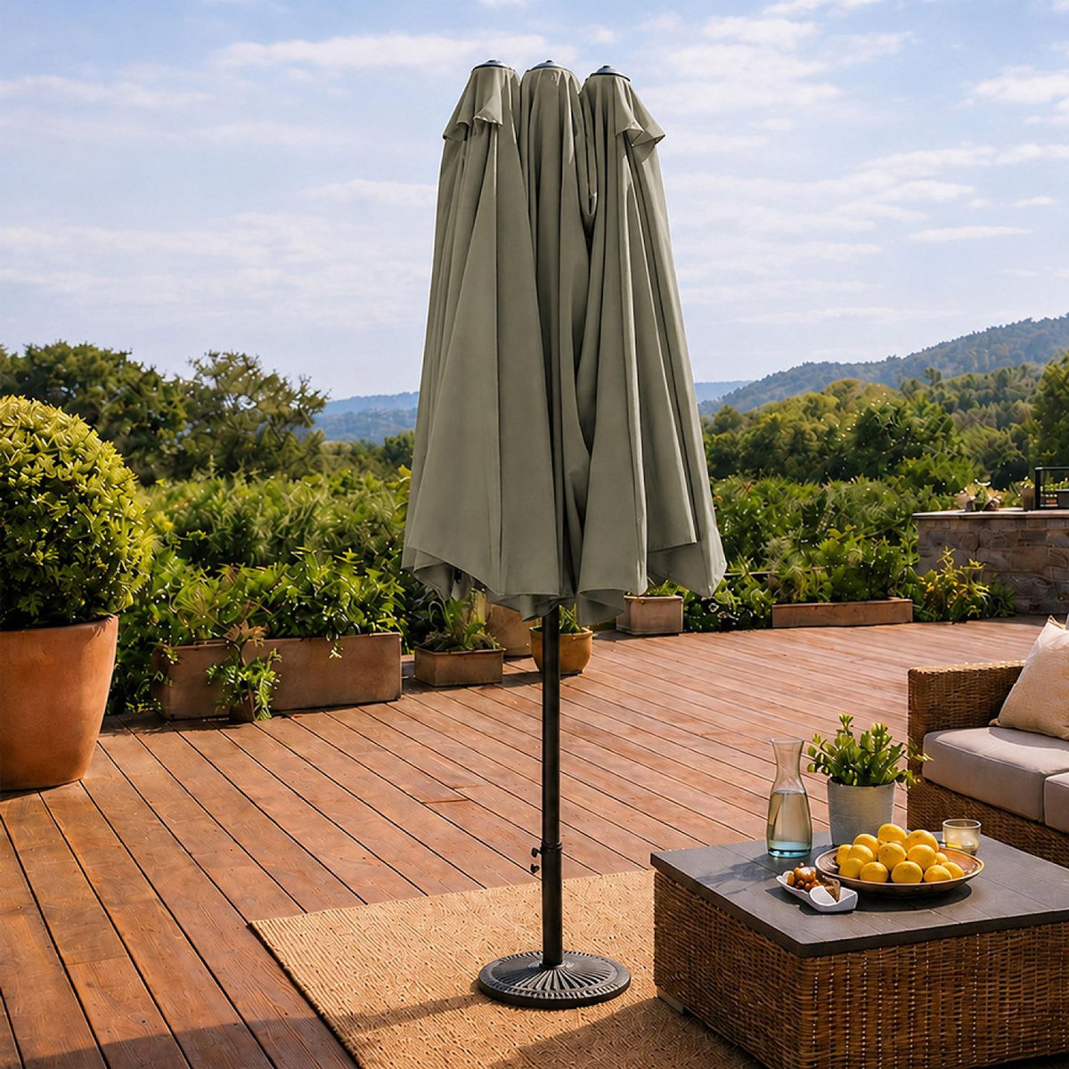 CONCEPT USINE Parasol rectangulaire double 2,7x4,6m vert VENICE