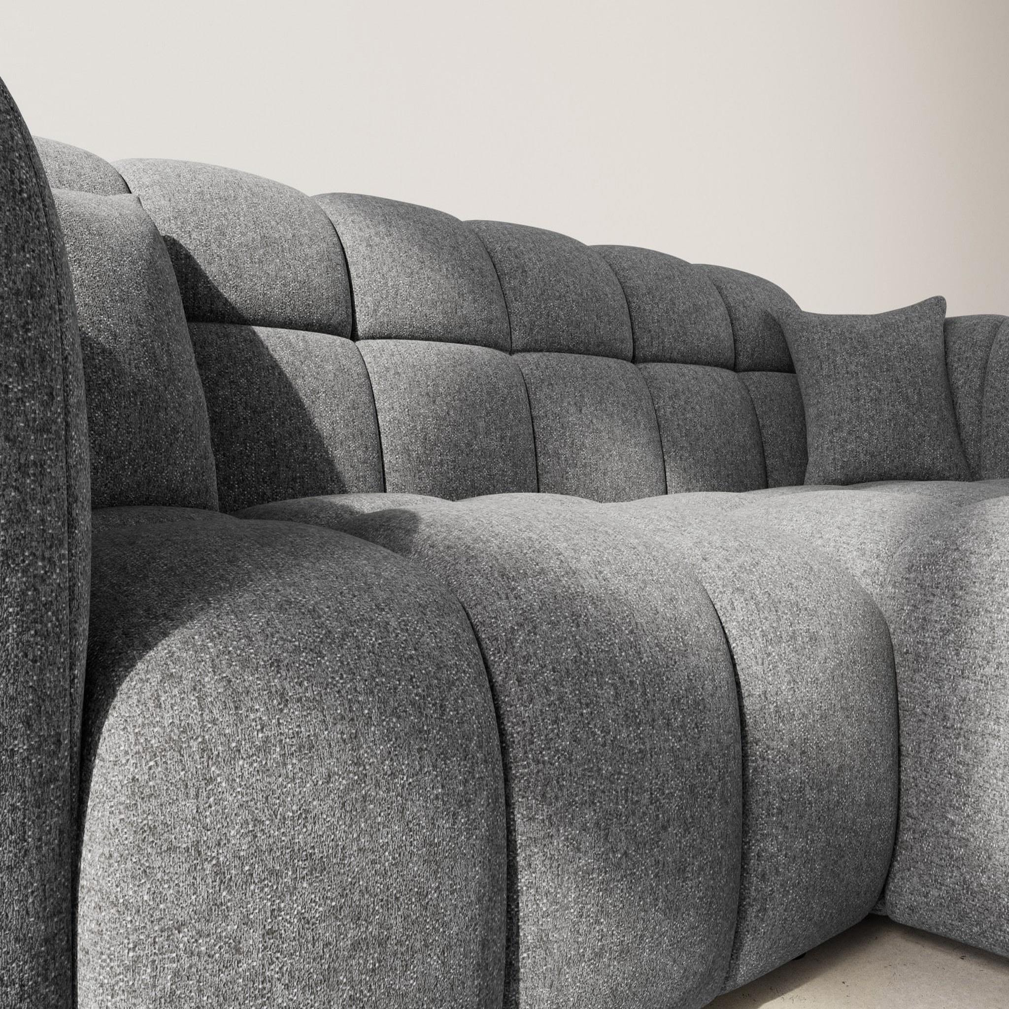 Voir la diapositive 4 : BEST MOBILIER Mini ray - canapé d'angle droit 4 places en tissu texturé