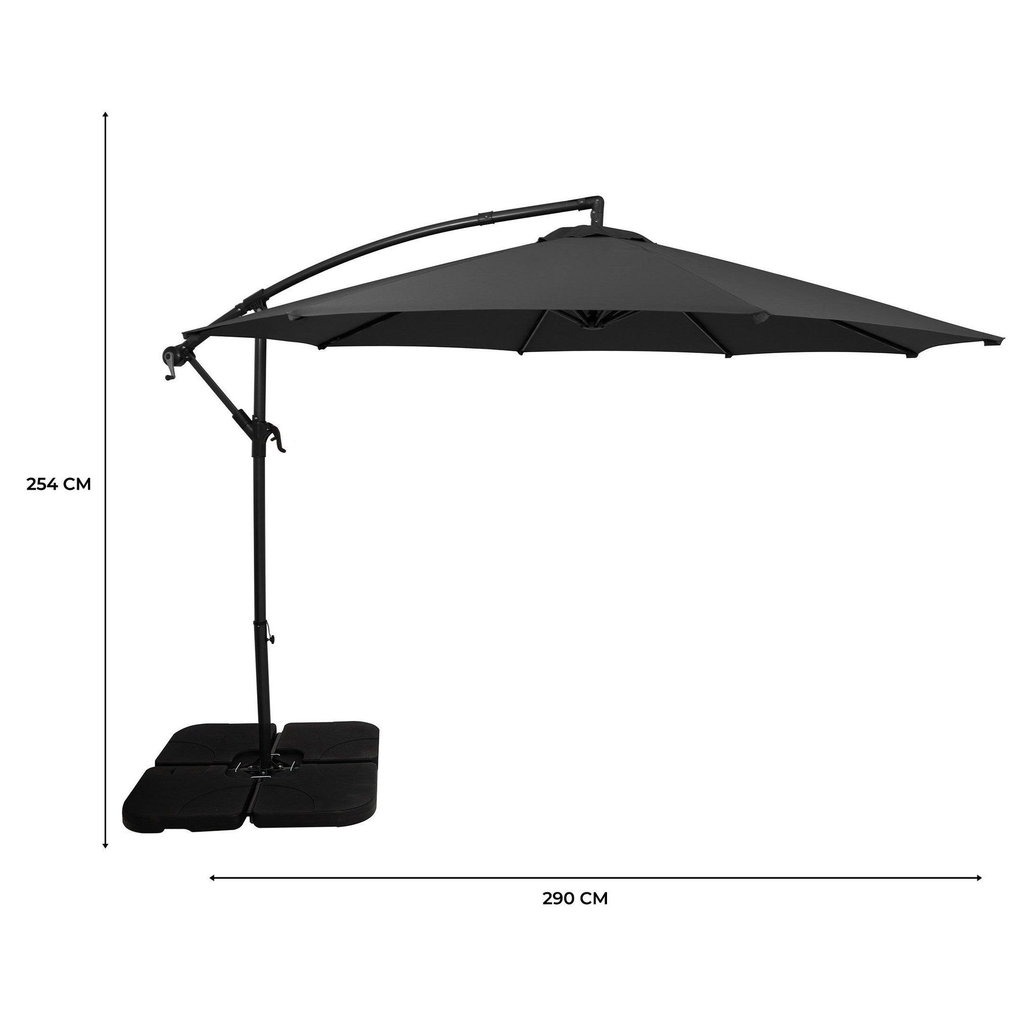 Voir la diapositive 5 : Monster Parasol Banane à Mât Déporté 3 m & Pied Carré
