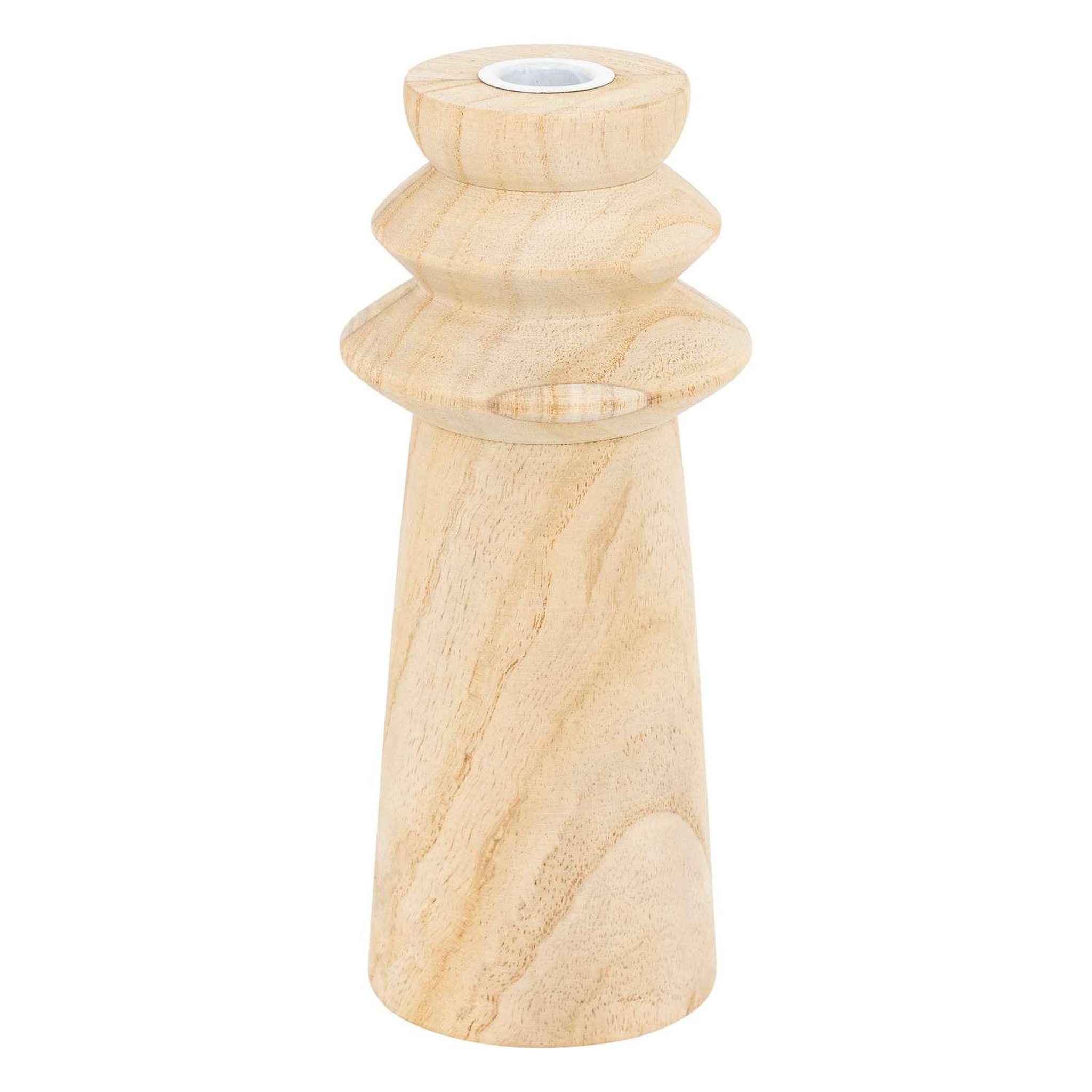 Voir la diapositive 3 : ATMOSPHERA Duo de bougeoirs en bois - beige