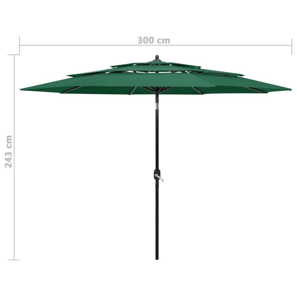 VIDAXL Parasol de jardin a 3 niveaux avec mat en aluminium vert 3 m