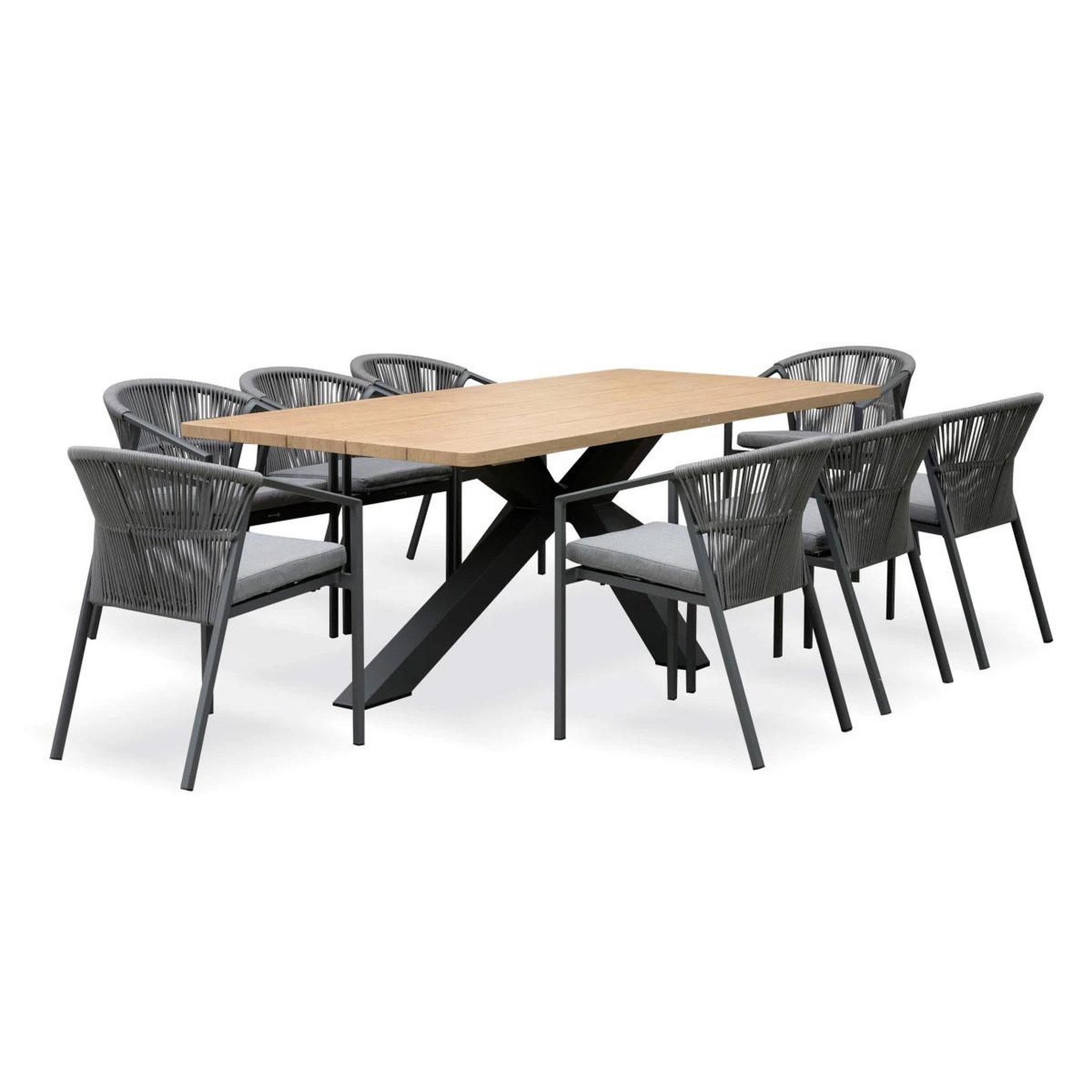 Paris Prix Ensemble table de jardin & 8 fauteuils  kelia & gambi  220cm anthracite