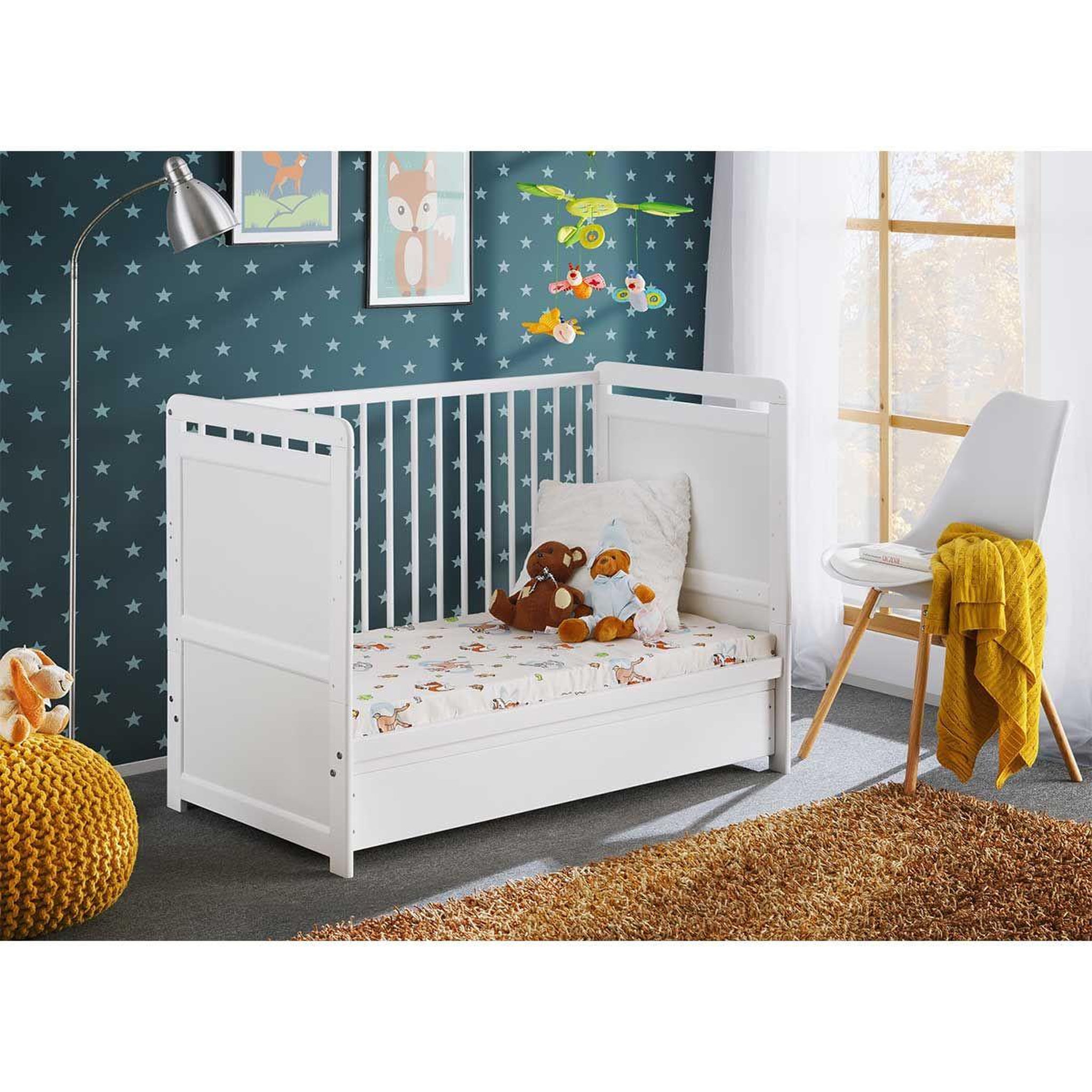 Voir la diapositive 4 : Paris Prix Lit Bébé, Matelas & Tiroir de Lit  Tymek  124cm Blanc