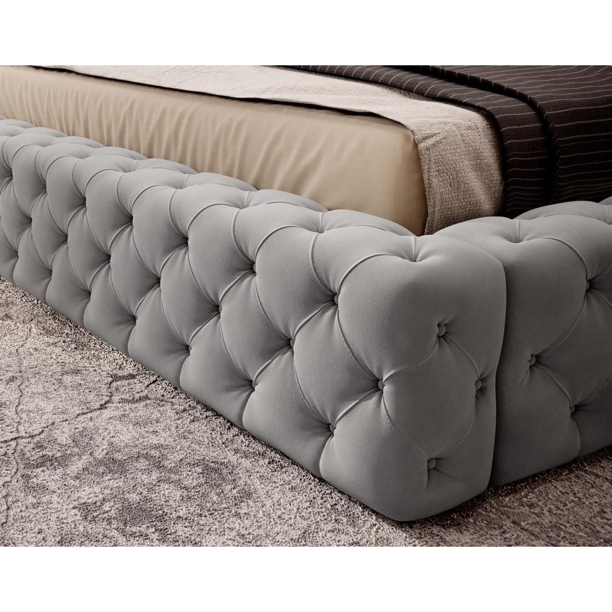 BEST MOBILIER Christiana - lit coffre - 160x200 - sommier inclus - en velours