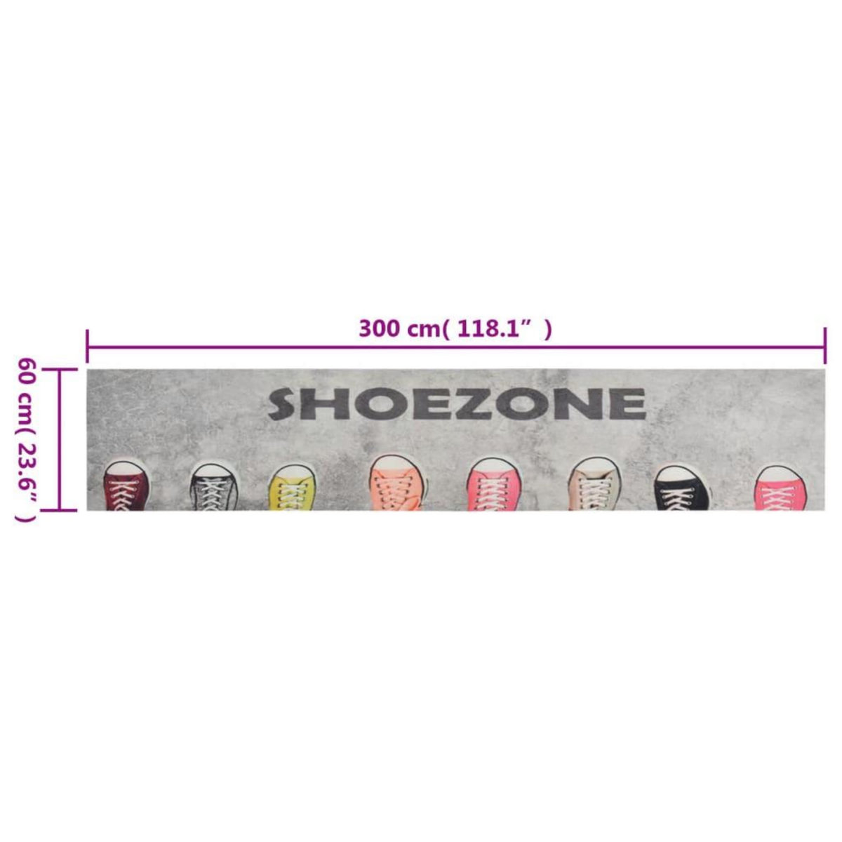 VIDAXL Tapis de cuisine lavable impression shoezone 60x300 cm velours