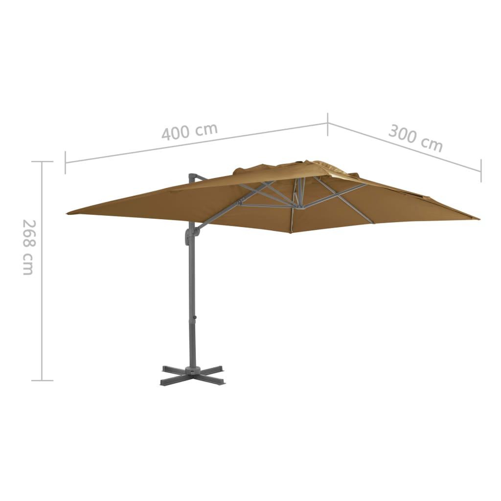 Voir la diapositive 6 : VIDAXL Parasol de jardin en porte-a-faux et poteau en aluminium taupe