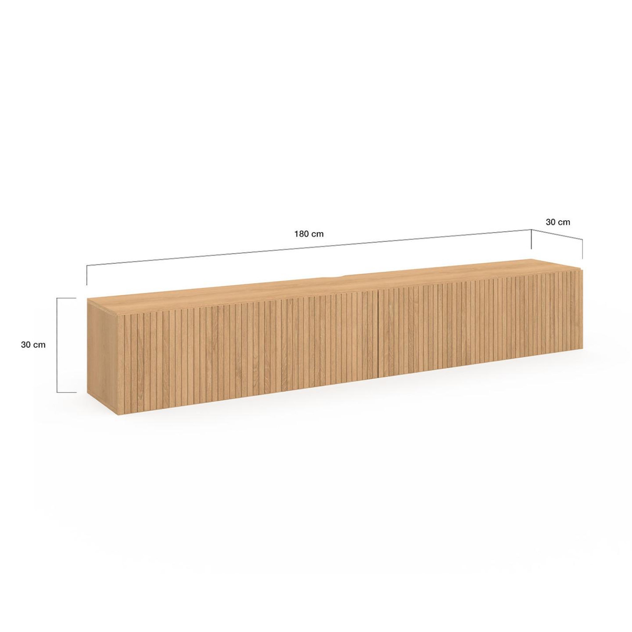 Voir la diapositive 5 : ID MARKET Meuble tv 180 cm suspendu juliette 2 portes lattes tasseau bois coloris chêne