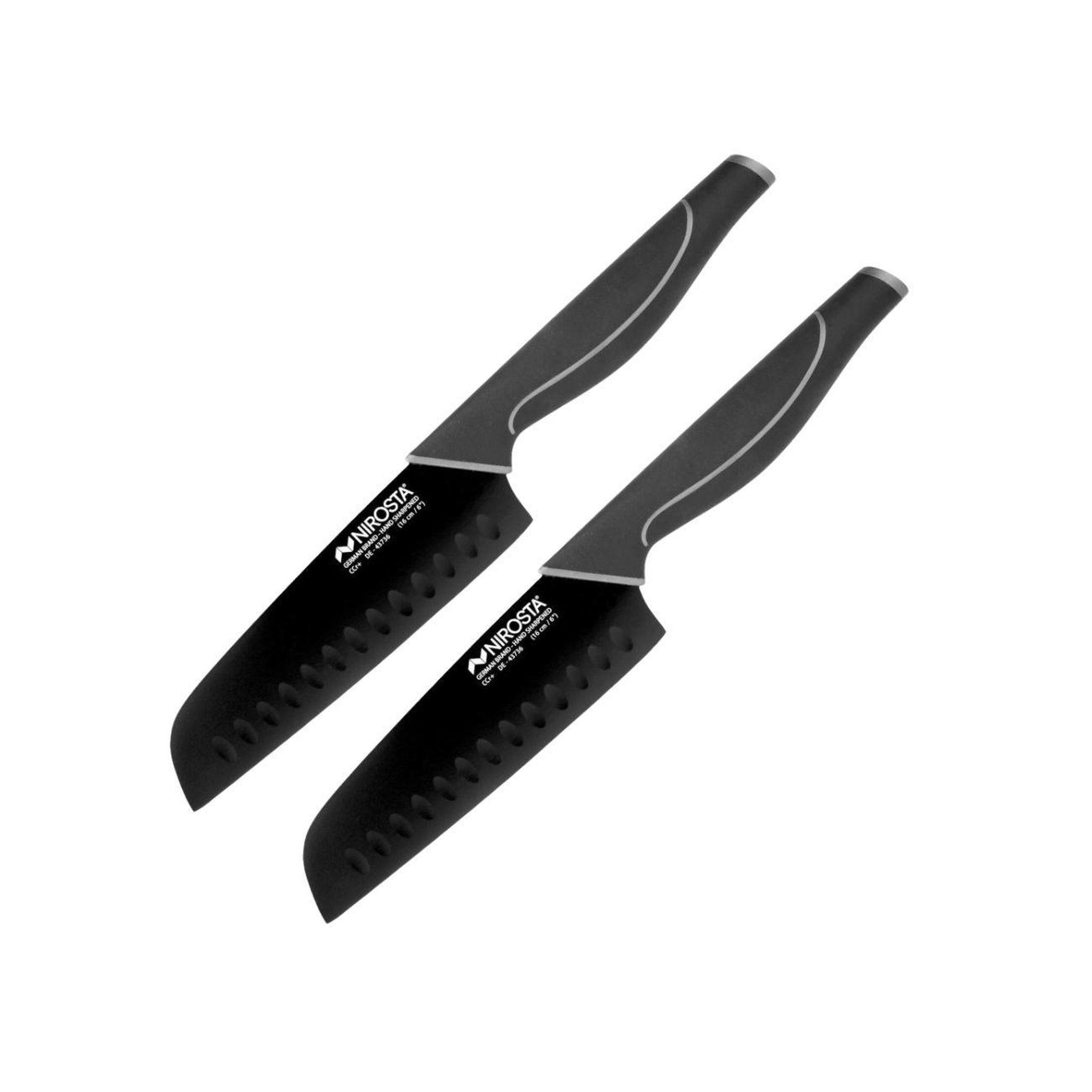 NIROSTA Set de 2 couteaux de chef 16 cm en acier inoxydable Nirosta Black Edition