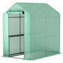 Voir la diapositive 1 : OUTSUNNY Serre de jardin 2 tablettes dim. 1,86L x 1,2l x 1,9H m porte déroulante acier PE haute densité 140 g/m² vert