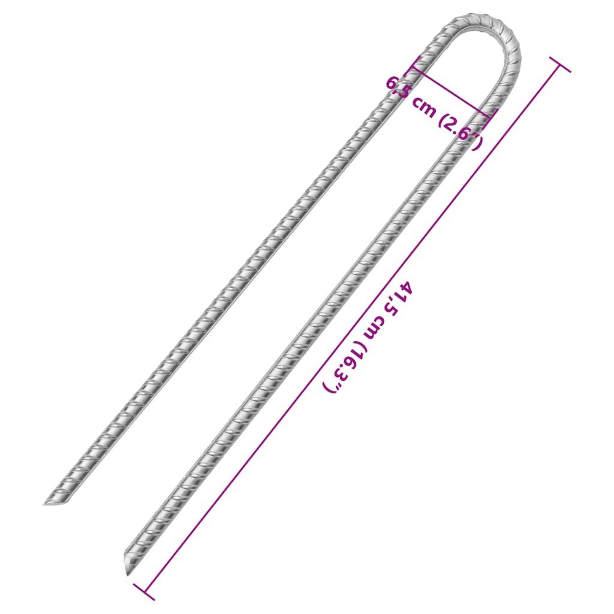 Voir la diapositive 6 : VIDAXL Piquets de tente 12pcs forme de U 41,5 cm Ø12mm acier galvanise