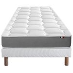 IDLITERIE Ensemble matelas mousse haute résilience CIRRUS avec sommier - confort français. Coloris disponibles : Vert, Blanc, Noir, Gris, Bleu
