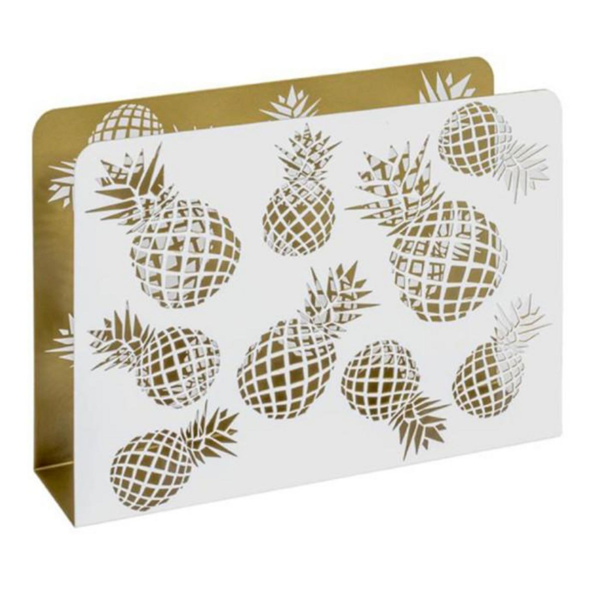 Paris Prix Porte-Revues en Métal  Ananas  35cm Blanc & Or