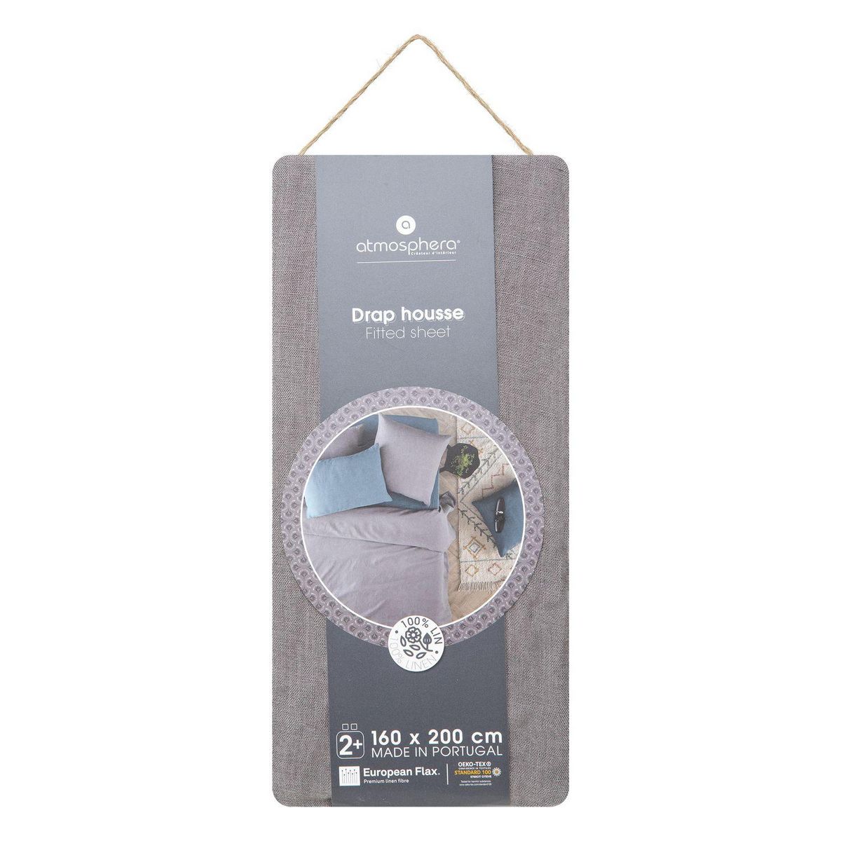 ATMOSPHERA Drap Housse bonnet 30 cm 100% Lin