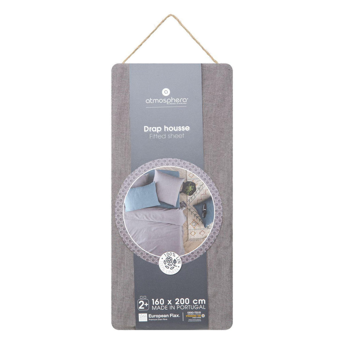 ATMOSPHERA Drap Housse bonnet 30 cm 100% Lin