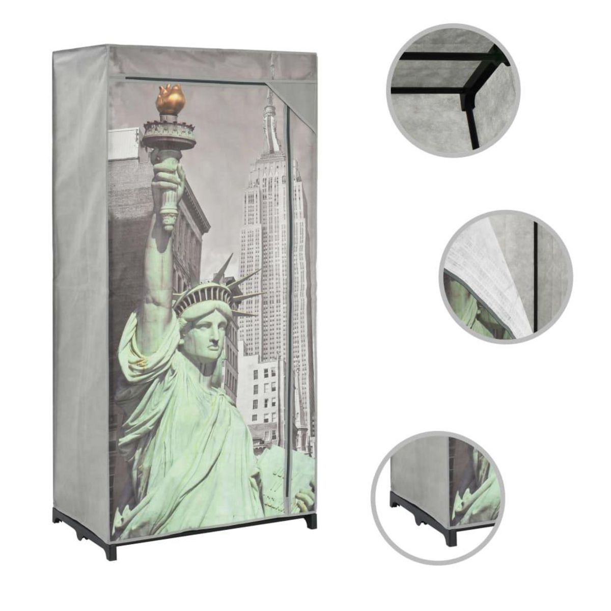 VIDAXL Garde-robe New York 75x45x160 cm Tissu