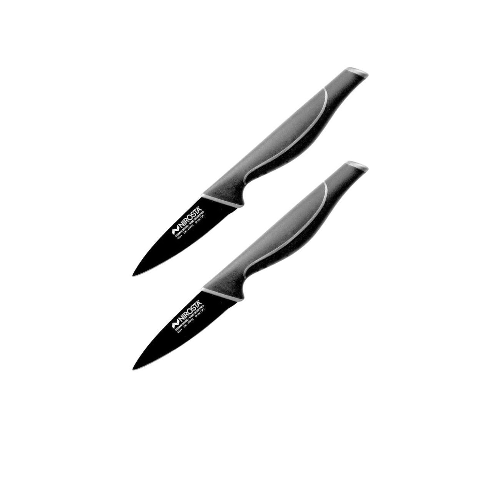 NIROSTA Couteaux professionnels en inox tranchants Set de 2, dimensions 20 x 8 cm acier inoxydable Nirosta Black Edition