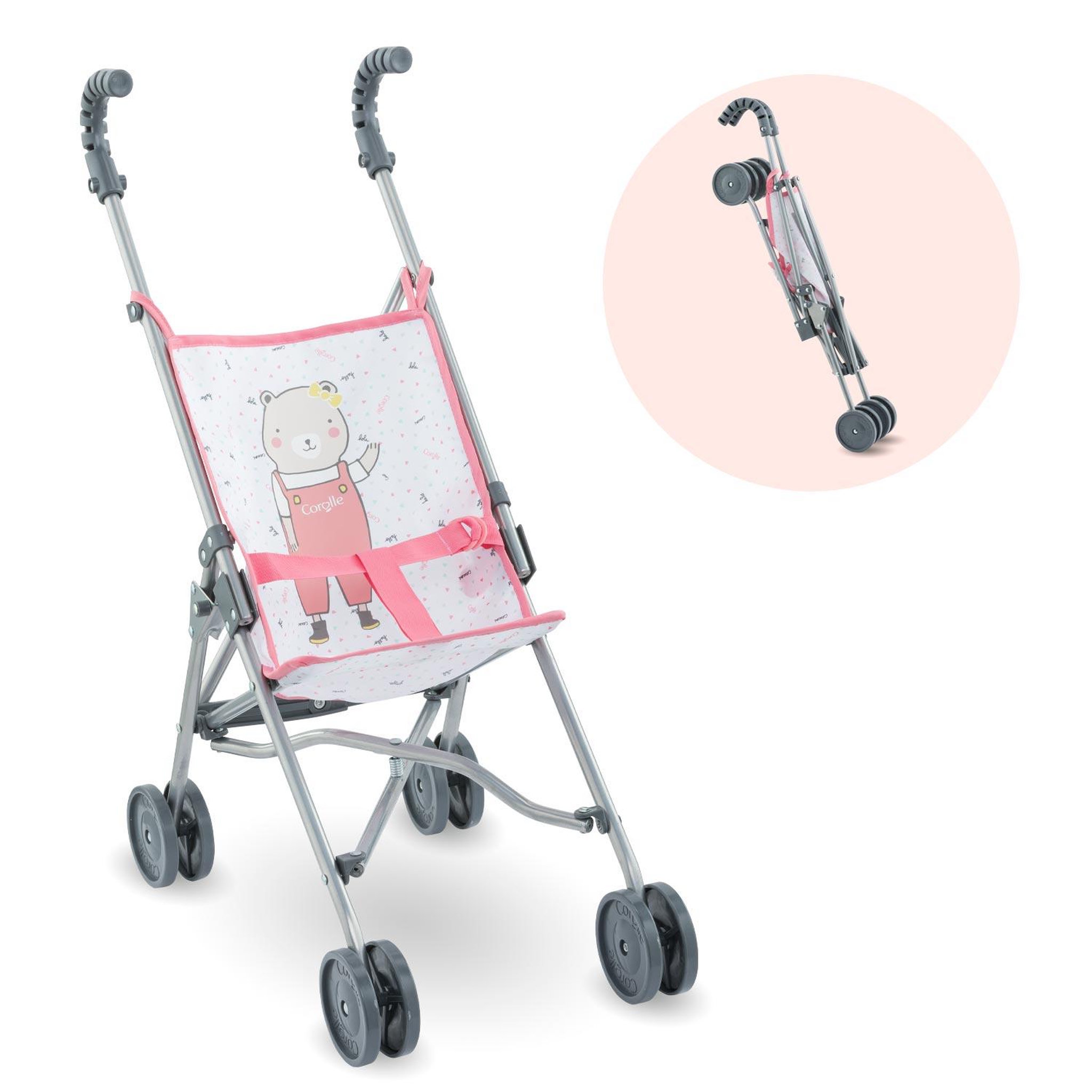 Corolle Poussette Canne Rose pour poupon 36/42/52 cm