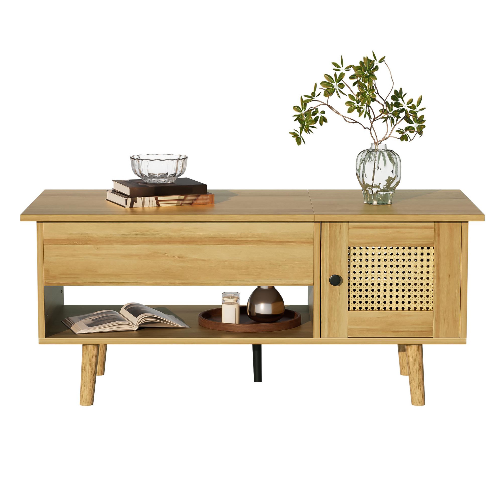 MERAX Table Basse Avec 2 Portes Et Bureau Relevable