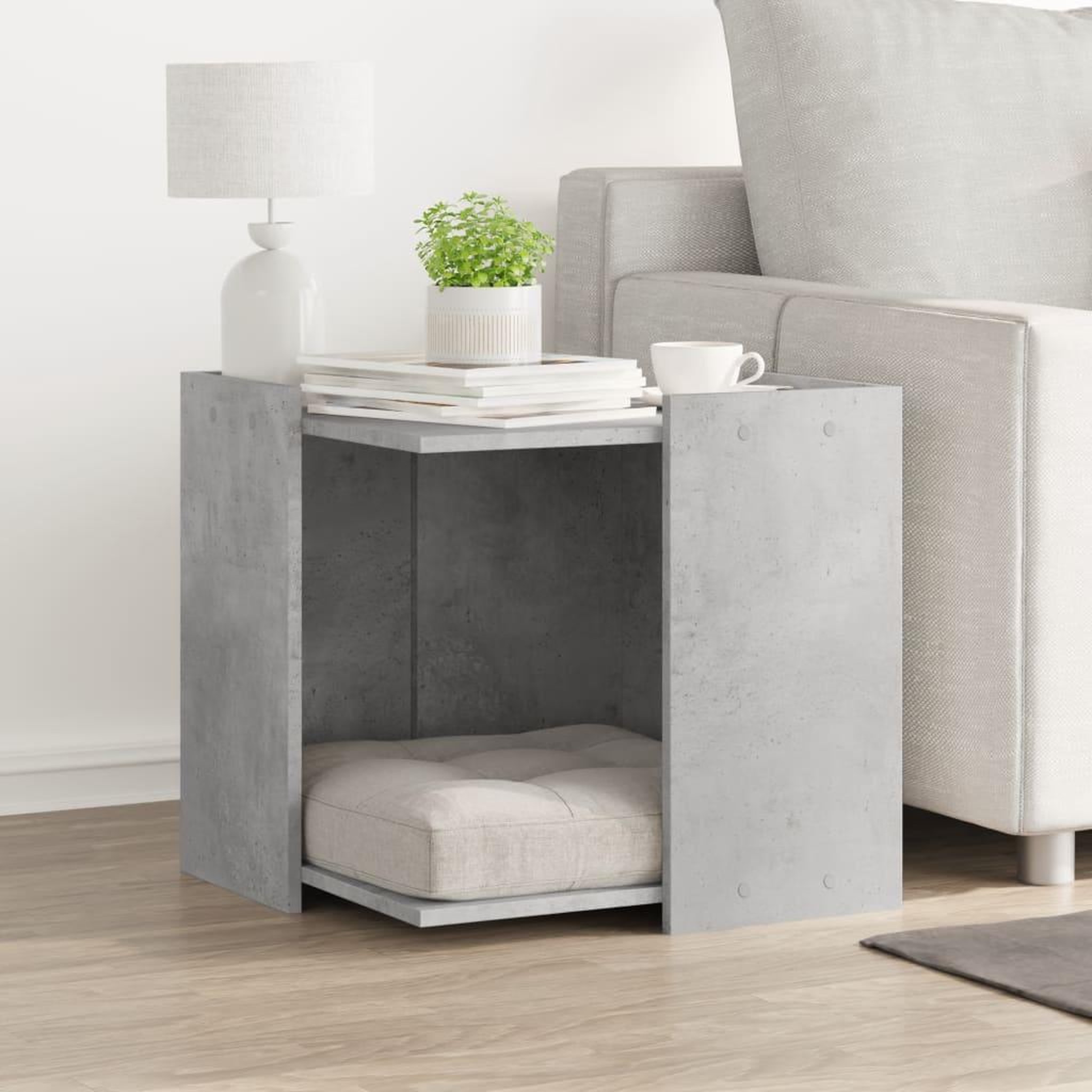 Voir la diapositive 3 : VIDAXL Meuble de bac a litiere pour chat gris beton bois d'ingenierie