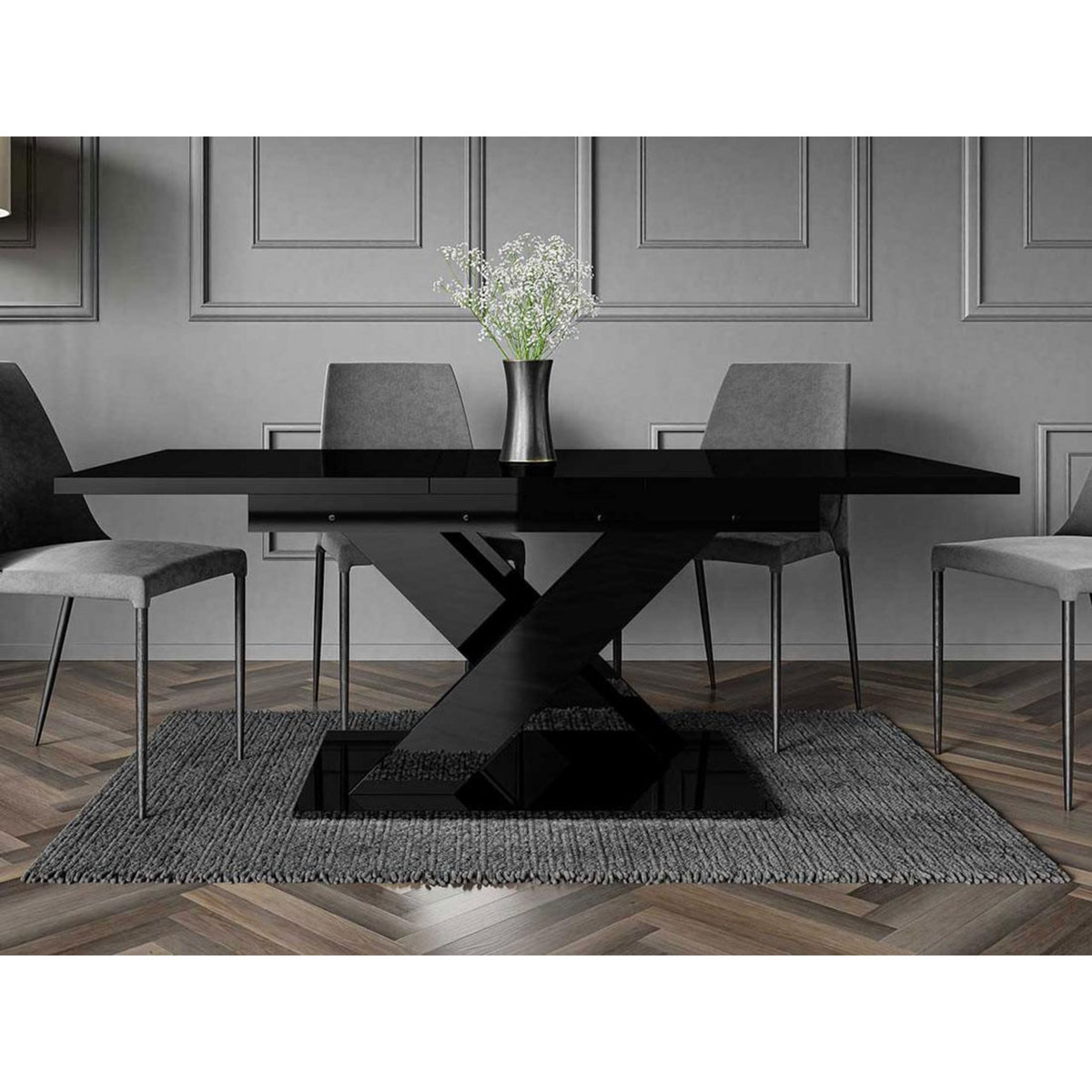 BEST MOBILIER Buriti - table à manger extensible - noir - 4 à 6 personnes