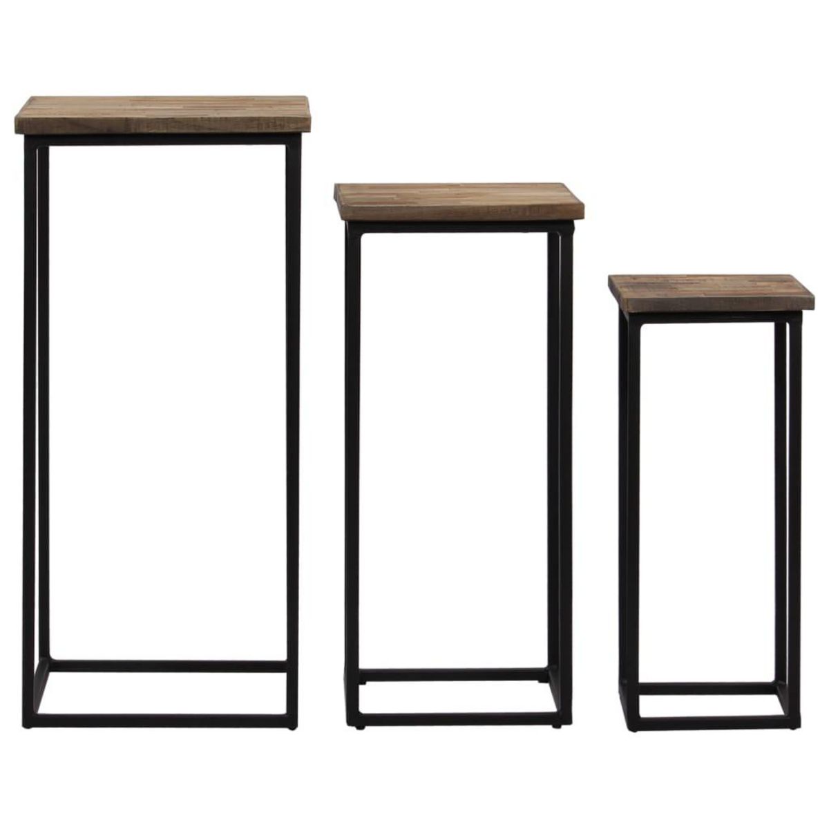 VIDAXL Ensemble de tables pour plante 3 pcs Teck recycle
