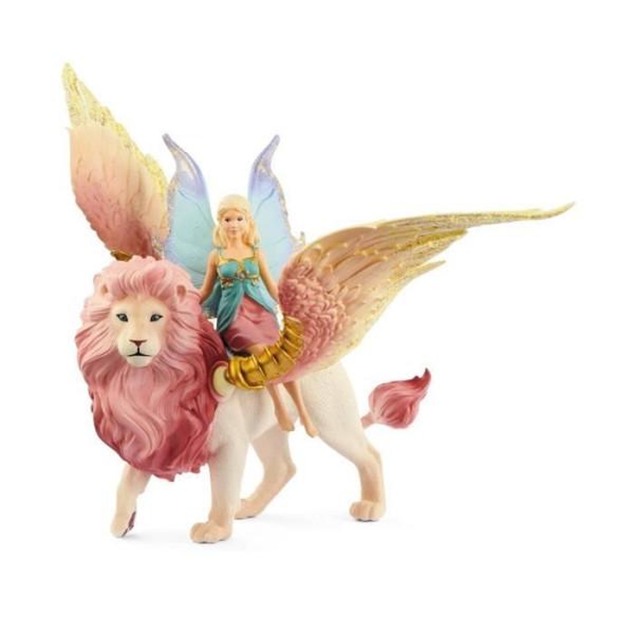 Schleich Figurine Elfe sur lion ailé, Figurine fée détachable chevauchant un lion rose magique avec des parties mobiles, figurine magi