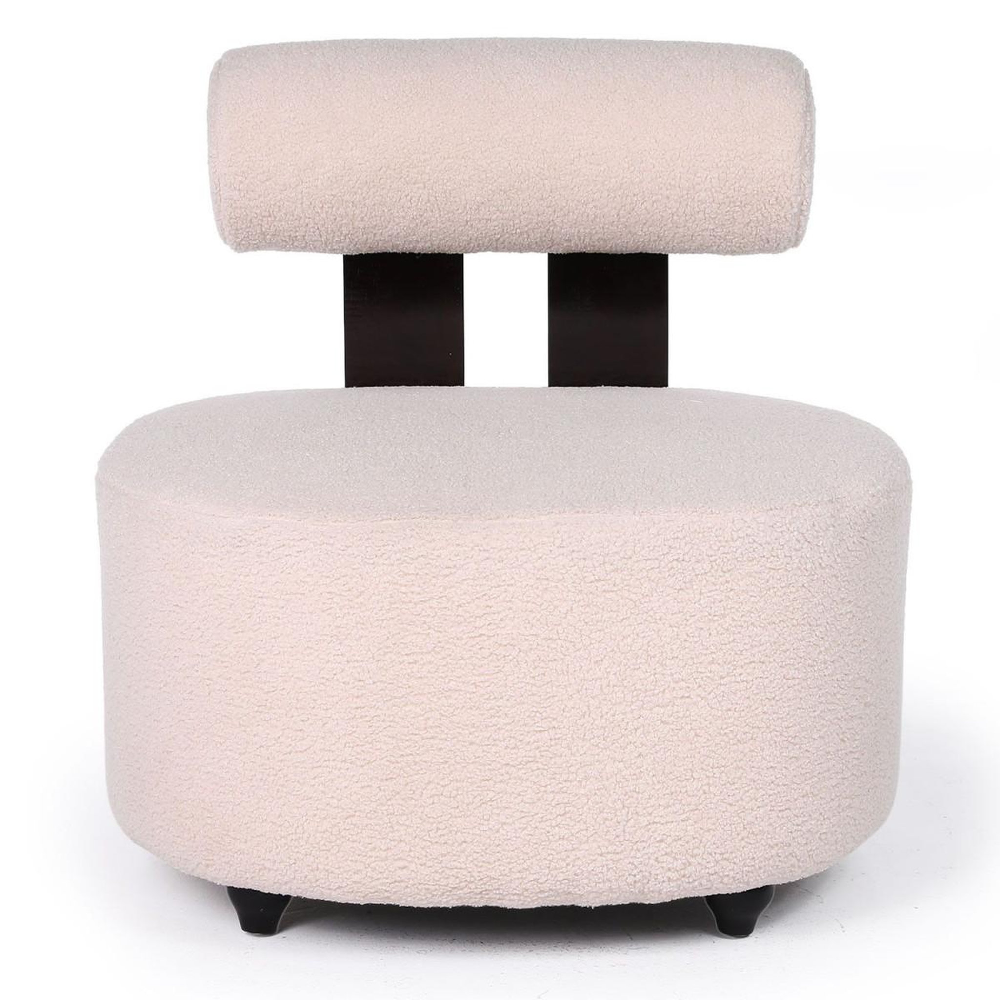 Voir la diapositive 2 : Paris Prix Fauteuil design en tissu bouclette  jasper  73cm beige