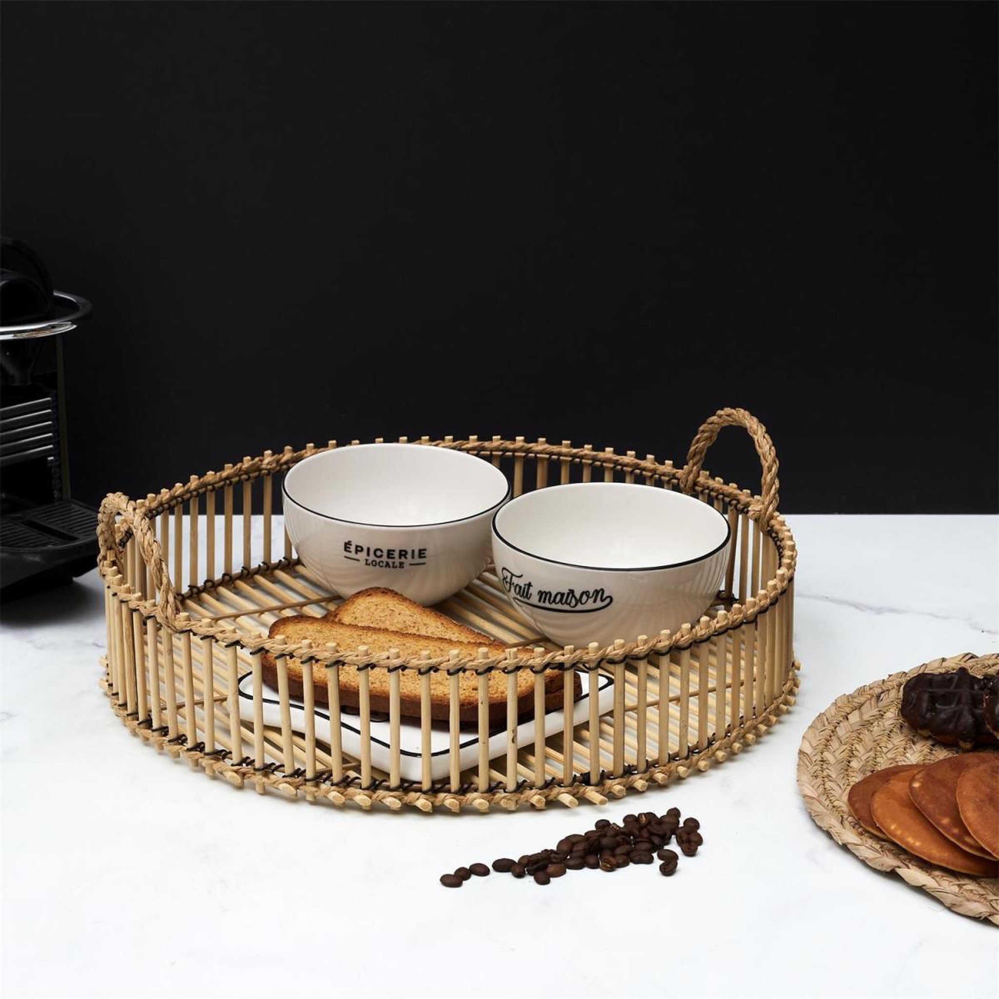 Voir la diapositive 3 : The Home Deco Factory Plateau déco en bambou  tressage  40cm naturel