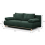 Voir la diapositive 4 : MARKET24 Banquette convertible 3 places MIKA - Velours côtelé Vert foret - Coffre de rangement - L 192 x H 84 x P 93 cm