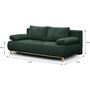 Voir la diapositive 4 : MARKET24 Banquette convertible 3 places MIKA - Velours côtelé Vert foret - Coffre de rangement - L 192 x H 84 x P 93 cm