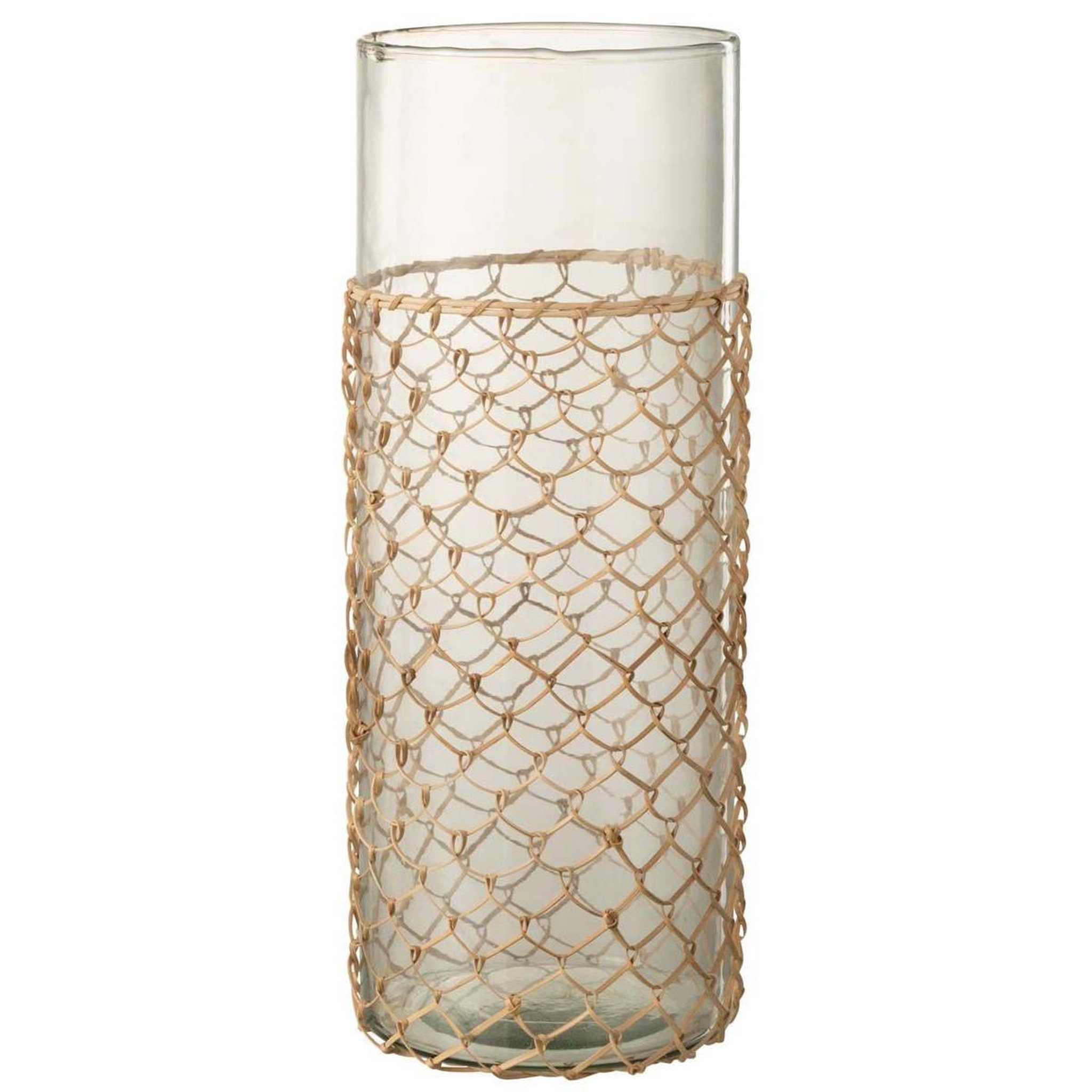 J-LINE Vase design  tricot  42cm transparent & naturel