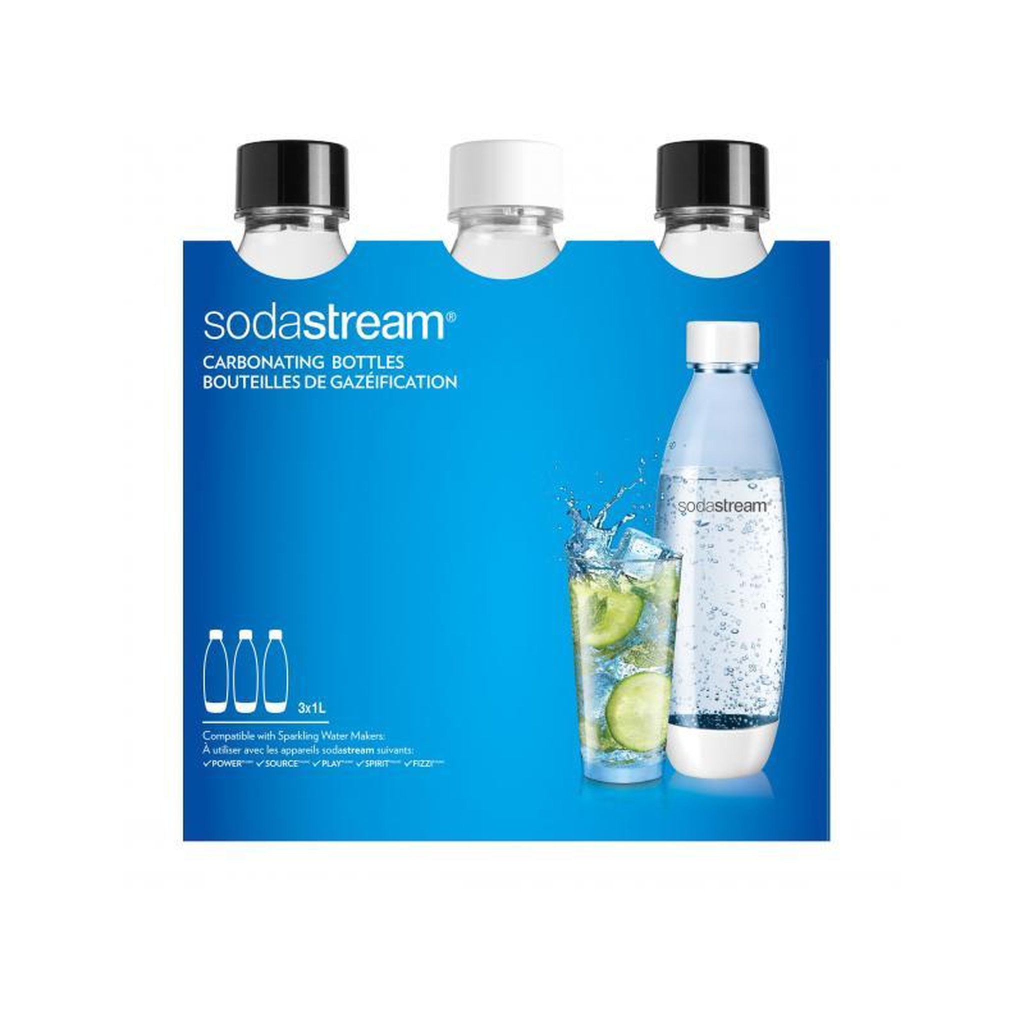 Voir la diapositive 2 : SODASTREAM Sodastream PET Bottle Fuse (3 Bottles, 1L, black white) (2260748)