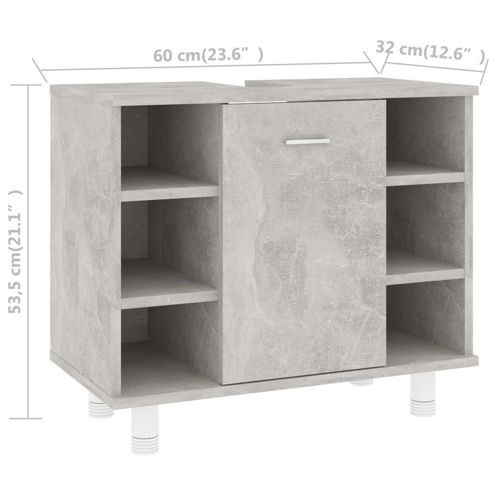 Voir la diapositive 6 : VIDAXL Armoire de salle de bain Gris beton Bois d'ingenierie