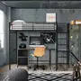 MARKET24 Lit mezzanine avec bureau en métal époxy - Noir - Sommier inclus - 140x190 cm - OXFORD