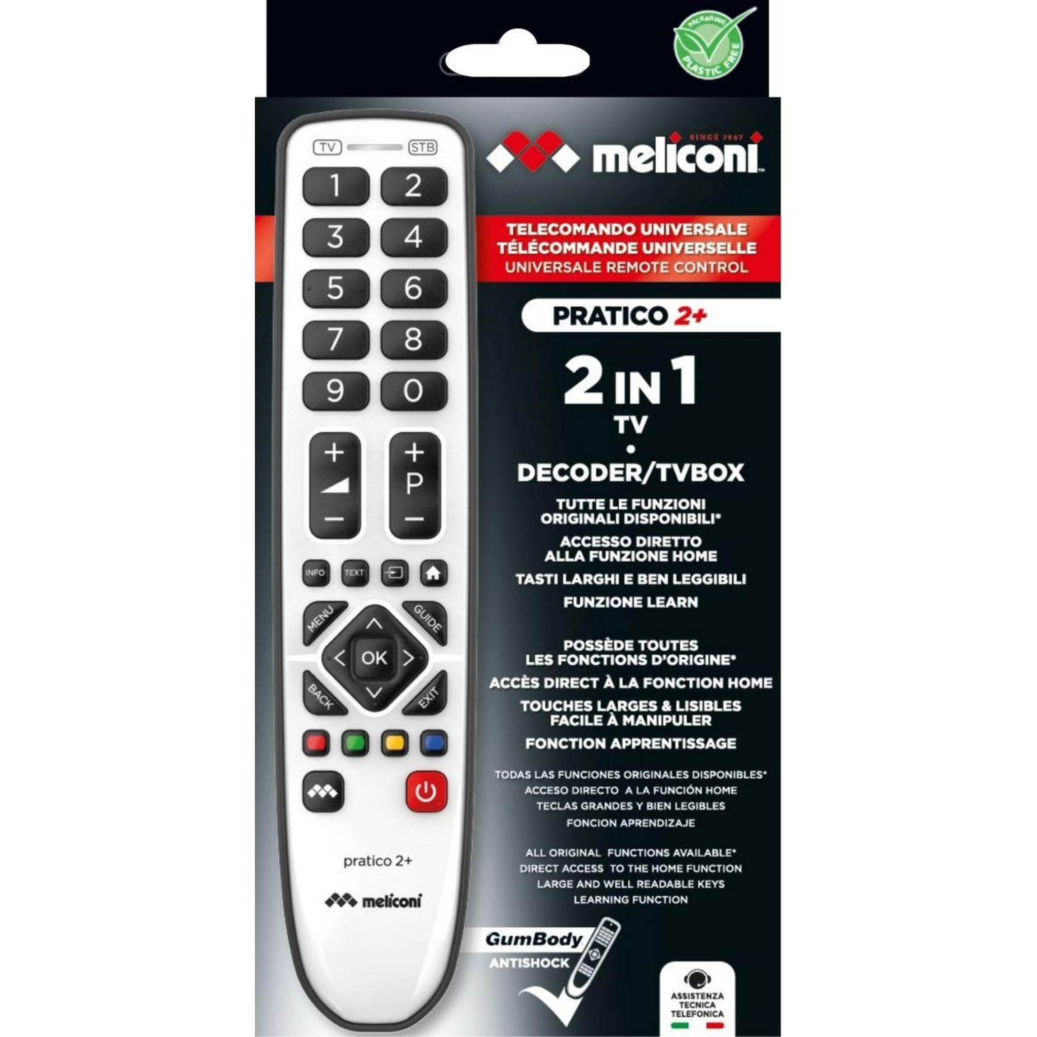 Voir la diapositive 2 : Meliconi Télécommande universelle Universelle 2 en 1 PRATICO 2+