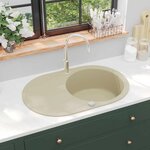 VIDAXL Evier de cuisine Granit Seul lavabo Ovale Beige